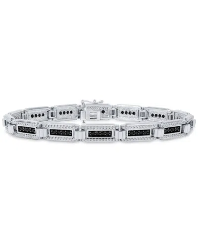 Macy's Men's Black & White Diamond Statement Bracelet (3 Ct. T.w.) In Sterling Silver