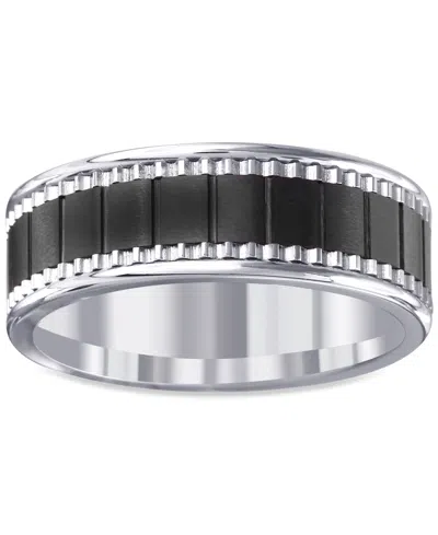 Macy's Men's Black Ceramic & Stainless Steel Band In Black,steel