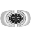 Macy's Men's Black Diamond & White Diamond (1 Ct. T.w.) Ring In Sterling Silver In Silver