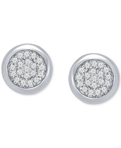 Macy's Men's Black Diamond Circle Cluster Stud Earrings (1/3 Ct. T.w.) In Black Rhodium-plated Sterling Sil In Silver