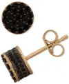 Macy's Men's Black Diamond Circle Cluster Stud Earrings (3/4 Ct. T.w.) In 10k Gold In Yellow Gold