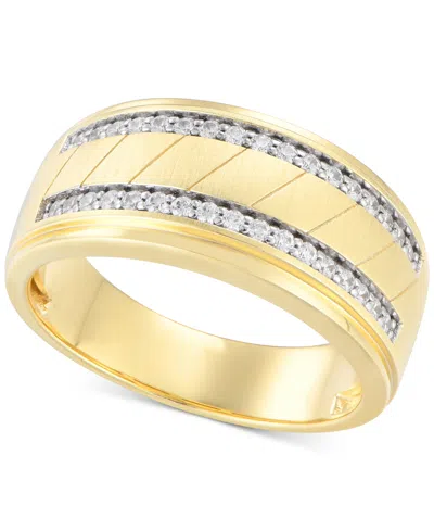 Macy's Men's Black Diamond Double Row Band (1/3 Ct. T.w.) In 10k Gold (also In Light Brown Diamond)