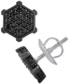 Macy's Men's Black Diamond Hexagon Cluster Screw Back Stud Earrings (1 Ct. T.w.) In Black