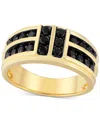 Macy's Men's Black Diamond Multirow Channel-set Ring (1 Ct. T.w.) In 10k Gold In Gold