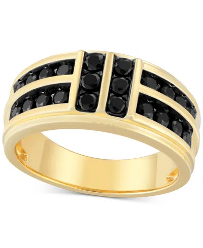 Macy's Men's Black Diamond Multirow Channel-set Ring (1 Ct. T.w.) In 10k Gold