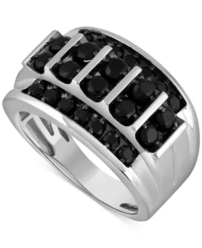 Macy's Men's Black Diamond Two Level Ring (2 Ct. T.w.) In Sterling Silver