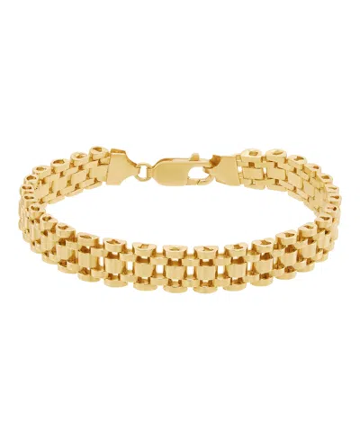 Macy's Men's Chain Bracelet In 18k Gold-plated Sterling Silver In Brown