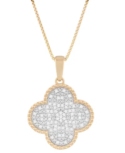 Macy's Men's Clover Diamond Pendant Necklace (1/2 Ct. T.w.) In 14k Gold-plated Sterling Silver