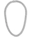 Macy's Men's Cubic Zirconia Curb Link 22" Chain Necklace In Sterling Silver In Silver