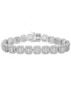 Macy's Men's Cubic Zirconia Cushion Bracelet In Sterling Silver In Silver