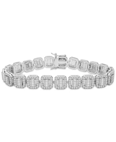 Macy's Men's Cubic Zirconia Cushion Bracelet In Sterling Silver
