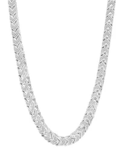Macy's Men's Cubic Zirconia Franco Link 24" Chain Necklace In Sterling Silver