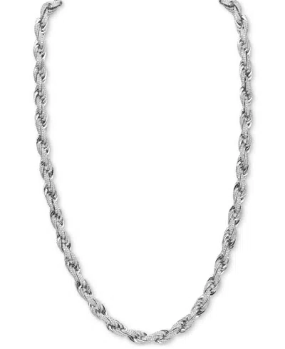 Macy's Men's Cubic Zirconia Rope Link 22" Chain Necklace In Sterling Silver, Created For
