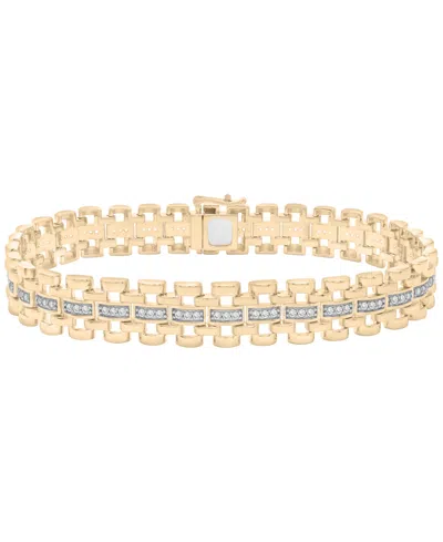 Macy's Men's Diamond (1 Ct. T.w.) Link Bracelet In 14k Gold-plated Sterling Silver