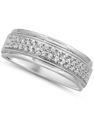 Macy's Men's Diamond (1/2 Ct. T.w.) Ring In 10k Gold In White Gold