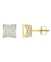 Macy's Men's Diamond (1/4 Ct.t.w.) Square Earring Set In 10k Yellow Gold In Yellow Gold