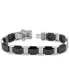 Macy's Men's Diamond & Black Ceramic Link Bracelet (3/8 Ct. T.w.) In Sterling Silver In Black