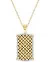 Macy's Men's Diamond Border Square Pattern Dog Tag 22" Pendant Necklace (1/2 Ct. T.w.) In Gold Over Silver
