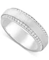 Macy's Men's Diamond Border Textured Eternity Band (1 Ct. T.w.) In 10k White, Yellow Or Rose Gold In White Gold