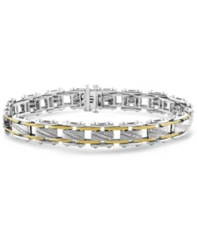 Macy's Men's Diamond Bracelet (1 Ct. T.w.) In Sterling Silver & 18k Gold-plate In Gold Over Silver