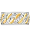 Macy's Men's Diamond Chain Link Inspired Ring (1/2 Ct. T.w.) In Sterling Silver & 18k Gold-plate In Gold Over Silver