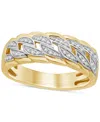 Macy's Men's Diamond Chain Link Style Band (1/5 Ct. T.w.) In Sterling Silver & 14k Gold-plate In Gold
