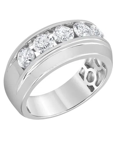 Macy's Men's Diamond Channel-set Ring (2 Ct. T.w.) In 10k Yellow, White Or Rose Gold In Silver
