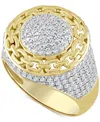 Macy's Men's Diamond Circle Cluster Chain Link Ring (1-1/2 Ct. T.w.) In 10k Gold In Gold