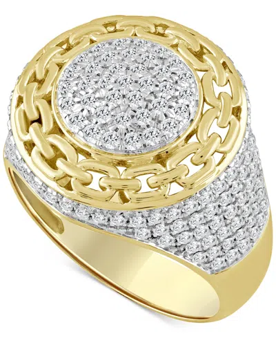 Macy's Men's Diamond Circle Cluster Chain Link Ring (1-1/2 Ct. T.w.) In 10k Gold