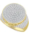 Macy's Men's Diamond Circle Cluster Ring (1-1/2 Ct. T,w.) In 10k Gold In Gold