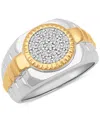 Macy's Men's Diamond Circle Cluster Ring (1/3 Ct. T.w.) In Sterling Silver & 18k Gold-plate In Silver
