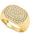 Macy's Men's Diamond Circular Cluster Oval Ring (1 Ct. T.w.) In 10k Gold In Gold