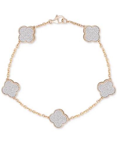 Macy's Men's Diamond Clover Flex Bracelet (1-1/4 Ct T.w.) In 10k Gold