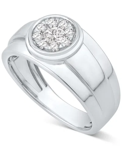 Macy's Men's Diamond Cluster Band (1/2 Ct. T.w.) In 10k White Gold
