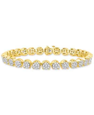 Macy's Men's Diamond Cluster Link Tennis Bracelet (5 Ct. T.w.) In 10k Gold