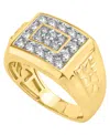 Macy's Men's Diamond Cluster Nugget Detail Ring (1 Ct. T.w.) In 10k Gold In Yellow Gold