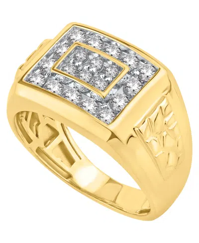 Macy's Men's Diamond Cluster Nugget Detail Ring (1 Ct. T.w.) In 10k Gold In Yellow Gold