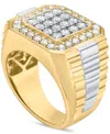 Macy's Men's Diamond Cluster Ridged Statement Ring (2 Ct. T.w.) In 10k Gold In Gold