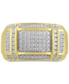 Macy's Men's Diamond Cluster Ring (1/2 Ct. T.w.) In 18k Yellow Gold-plated Sterling Silver (also In Sterlin In Gold Over Silver