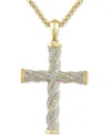 Macy's Men's Diamond Cross 22" Pendant Necklace (1/2 Ct. T.w.) In 18k Gold-plated Sterling Silver