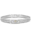 Macy's Men's Diamond Cross Double Curb Chain Bracelet (1/2 Ct. T.w.) In Sterling Silver In Silver