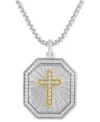 Macy's Men's Diamond Cross Medallion 22" Pendant Necklace (1/2 Ct. T.w.) In Sterling Silver In Silver