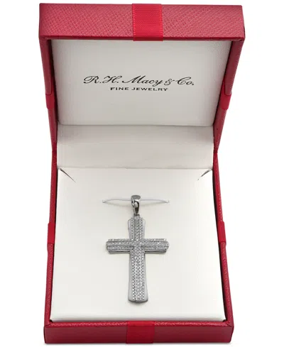 Macy's Men's Diamond Cross Pendant (1/2 Ct. T.w) In 14k White Gold In Brown