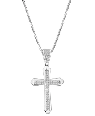 Macy's Men's Diamond Cross Pendant Necklace (1/4 Ct. T.w.) In Sterling Silver In Metallic