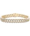 Macy's Men's Diamond Curb Link Bracelet (1 Ct. T.w.) In Sterling Silver (also In 14k Gold-plated Silver) In Gold Over Silver
