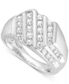 MACY'S MEN'S DIAMOND DIAGONAL CHANNEL-SET RING (1 CT. T.W.) IN 10K WHITE GOLD