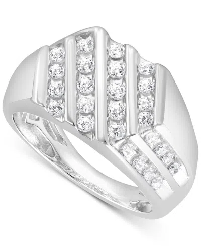 Macy's Men's Diamond Diagonal Channel-set Ring (1 Ct. T.w.) In 10k White Gold
