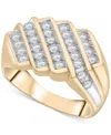 Macy's Men's Diamond Diagonal Multi-row Ring (1 Ct. T.w) In 10k Gold In Gold