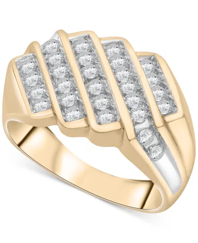 Macy's Men's Diamond Diagonal Multi-row Ring (1 Ct. T.w) In 10k Gold