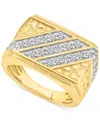 Macy's Men's Diamond Diagonal Row Nugget Ring (1 Ct. T.w.) In 10k Gold In Yellow Gold